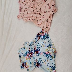 2 Girls Medium Rompers with elastic waist